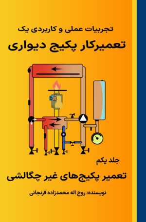 جلد کتاب تعمیر پکیج، تجربیات عالی و کاربردی تعمیرکار پکیج دیواری، نویسنده روح‌اله محمدزاده فرجانی
